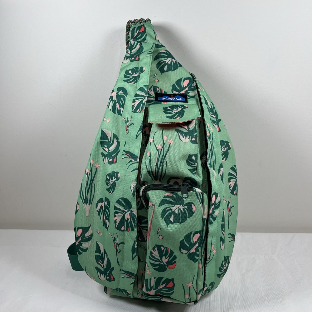Kavu Rope Sack Leaf Print Nylon Sling Backpack Boho Outdoors Hiking Bag Casual - Picture 6 of 16